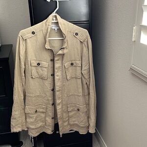 MICHAEL STARS Linen Frankie‎ Anorak Jacket. Size large. Tan. 100% Linen